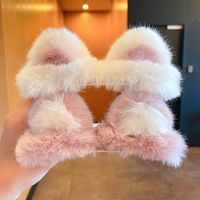 Cute Cartoon Rabbit Ears Clip Plush Headdress Furry Side Clip Hair Accessories main image 3