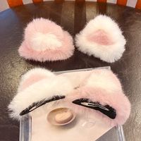 Cute Cartoon Rabbit Ears Clip Plush Headdress Furry Side Clip Hair Accessories main image 5