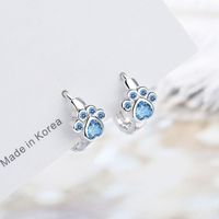 Einfache Blaue Kristall Diamant Welpen Fußabdruck Ohrringe main image 3