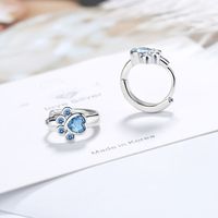 Simple Blue Crystal Diamond Puppy Footprint Earrings main image 4