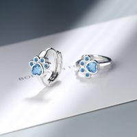 Einfache Blaue Kristall Diamant Welpen Fußabdruck Ohrringe main image 5