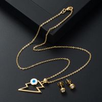 Simple Copper Gold-plated Hollow Lightning Devil's Eye Pendant Necklace main image 3
