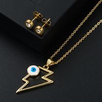 Simple Copper Gold-plated Hollow Lightning Devil's Eye Pendant Necklace main image 5