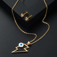 Simple Copper Gold-plated Hollow Lightning Devil's Eye Pendant Necklace main image 6