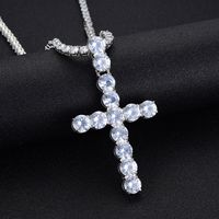 Hip Hop Super Cool Medium Zircon Cross Pendant Trend Necklace main image 3