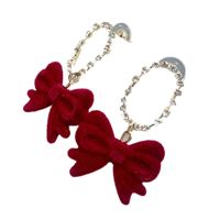 Red Velvet Bow Earrings  New Autumn And Winter Earrings main image 6