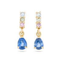 925 Silver Romantic Golden Inlaid Colorful Zircon Ear Studs main image 2