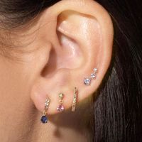925 Silver Romantic Golden Inlaid Colorful Zircon Ear Studs main image 3