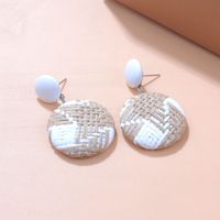 European And American New Woven Earrings Retro Ethnic Style Round Earrings sku image 1