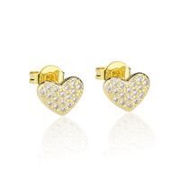 Female Zirconium Heart-shaped Copper Gold-plated Love Earrings sku image 1