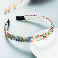 Retro Thin Edge Crystal Hand-beaded Solid Color Headband sku image 3