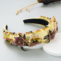 European And American Style Embroidery Rhinestone Flower Headband sku image 1