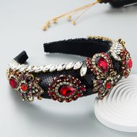 Baroque Palace Style Sequins Color Rhinestones Sponge Wide Brim Headband sku image 1