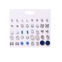 Retro Flower Niche Fashionable Popular Pearl Bow 20 Pairs Of Earrings Set sku image 1