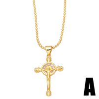 Diamond Zircon Cross Golden Female Simple Niche Copper Necklace sku image 1