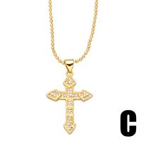 Diamond Zircon Cross Golden Female Simple Niche Copper Necklace sku image 3