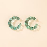 Retro Resin Geometric Candy Green Twisted C-shaped  Earrings sku image 1