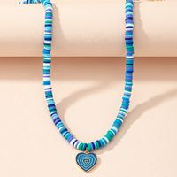 Fashion Sweater Chain Blue Soft Ceramic Heart-shape Necklace sku image 1