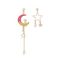 Korean Asymmetric Gradient Color Star Moon Earrings Long Tassel Earrings sku image 2