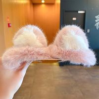 Cute Cartoon Rabbit Ears Clip Plush Headdress Furry Side Clip Hair Accessories sku image 2