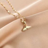 Fashion Geometric Stainless Steel Diamond-studded Fish Tail Key Necklace Wholesale sku image 6