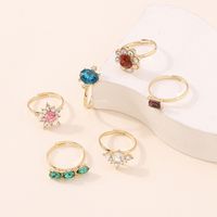Personalized Alloy Color Diamond Hollow Ring Set main image 1