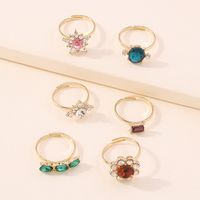 Personalized Alloy Color Diamond Hollow Ring Set main image 3