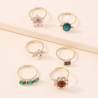 Personalized Alloy Color Diamond Hollow Ring Set main image 4