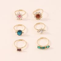 Personalized Alloy Color Diamond Hollow Ring Set main image 5