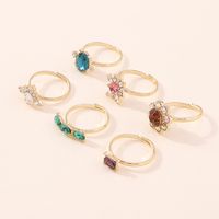 Personalized Alloy Color Diamond Hollow Ring Set main image 6
