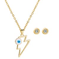 Simple Copper Gold-plated Hollow Lightning Devil's Eye Pendant Necklace sku image 1