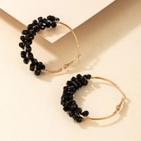 Fashion Pearl Beaded Round Ring Earring Beads Alloy Geometric Earrings sku image 1