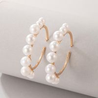 Fashion Pearl Beaded Round Ring Earring Beads Alloy Geometric Earrings sku image 2