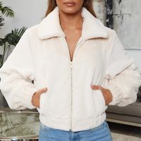 Winter Hot-selling Sexy Blouse Solid Color Fashion Casual Lapel Imitation Cashmere Long-sleeved Zipper Jacket main image 3