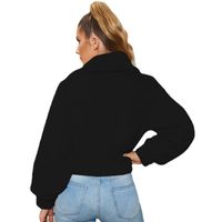 Winter Hot-selling Sexy Blouse Solid Color Fashion Casual Lapel Imitation Cashmere Long-sleeved Zipper Jacket main image 6