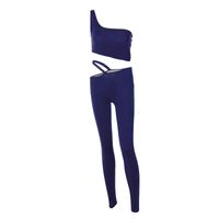 One-shoulder Wrapped Chest Trousers Two-piece Sports Yoga Suit Women main image 6