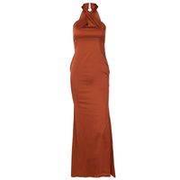 Pencil Skirt Sexy Commute V Neck Patchwork Backless Sleeveless Solid Color Maxi Long Dress main image 2