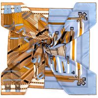 New Style 90cm Twill Silk Square Scarf Striped Belt Printing Silk Scarf Scarf Shawl Headscarf main image 3