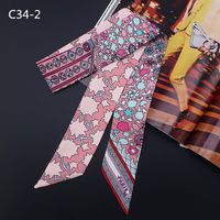New Ethnic Style Printing Long Silk Scarf Women Tied Bag Handle Ribbon Fashion Headband main image 5