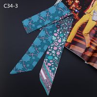 New Ethnic Style Printing Long Silk Scarf Women Tied Bag Handle Ribbon Fashion Headband main image 6