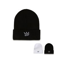 Autumn And Winter Warm Hat Simple Woolen Hat Cold Hat Korean Fashion Wild Crown Embroidery Knit Hat main image 2