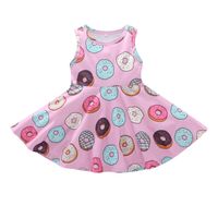 New Girls Dress Summer Children Princess Dress Macaron Print Little Girl Skirt sku image 2