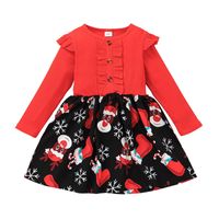 Fashion Christmas Children Long Sleeve Stripe Printing Dress Wholesale Nihaojewelry sku image 1