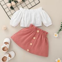 Fashion Long-sleeved One-shoulder Blouse Skirt Baby Suit Wholesale Nihaojewelry sku image 1
