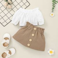Fashion Long-sleeved One-shoulder Blouse Skirt Baby Suit Wholesale Nihaojewelry sku image 6