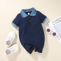 Fashion Baby Short-sleeved One-piece Casual Striped Boxer Romper sku image 5