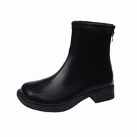 Kurze Stiefel Damen Stiefel Mit Niedrigem Absatz Und Dickem Absatz Mit Eckiger Zehennähte sku image 6