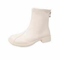 Kurze Stiefel Damen Stiefel Mit Niedrigem Absatz Und Dickem Absatz Mit Eckiger Zehennähte sku image 10