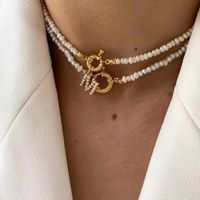 Bijoux En Gros Mode Lettre Perle D'Imitation Perle D'eau Douce Le Cuivre Collier main image 4