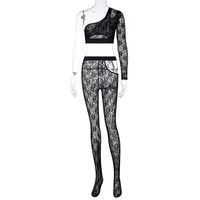 New Sexy Lace Two-piece Suit See-through Hollow Fashion Casual Suit Women sku image 1